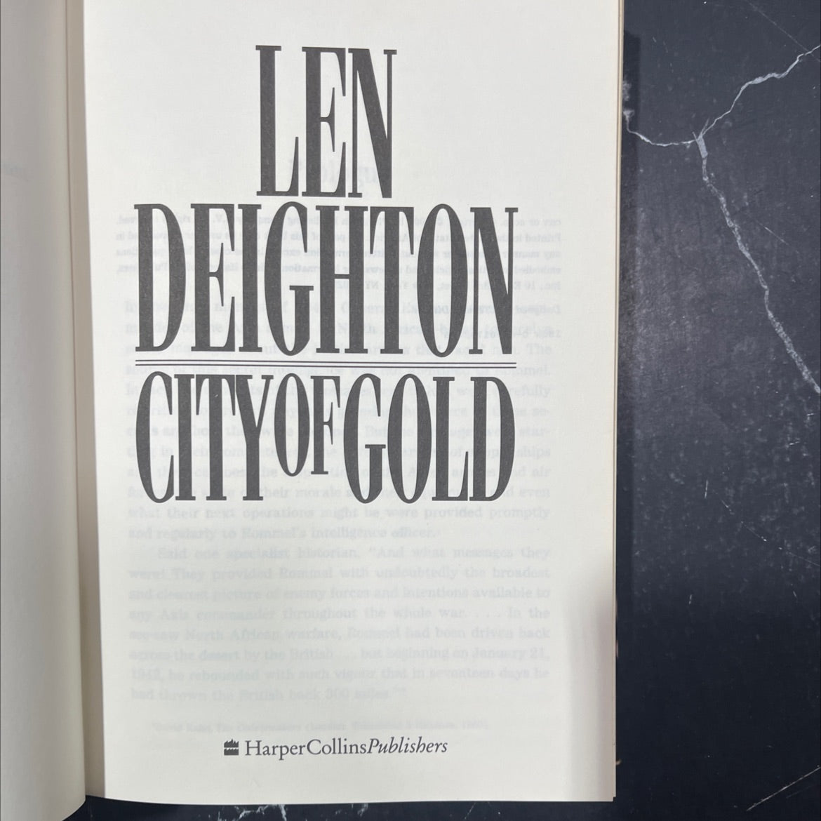 city of gold book, by len deighton, 1992 Hardcover image 2