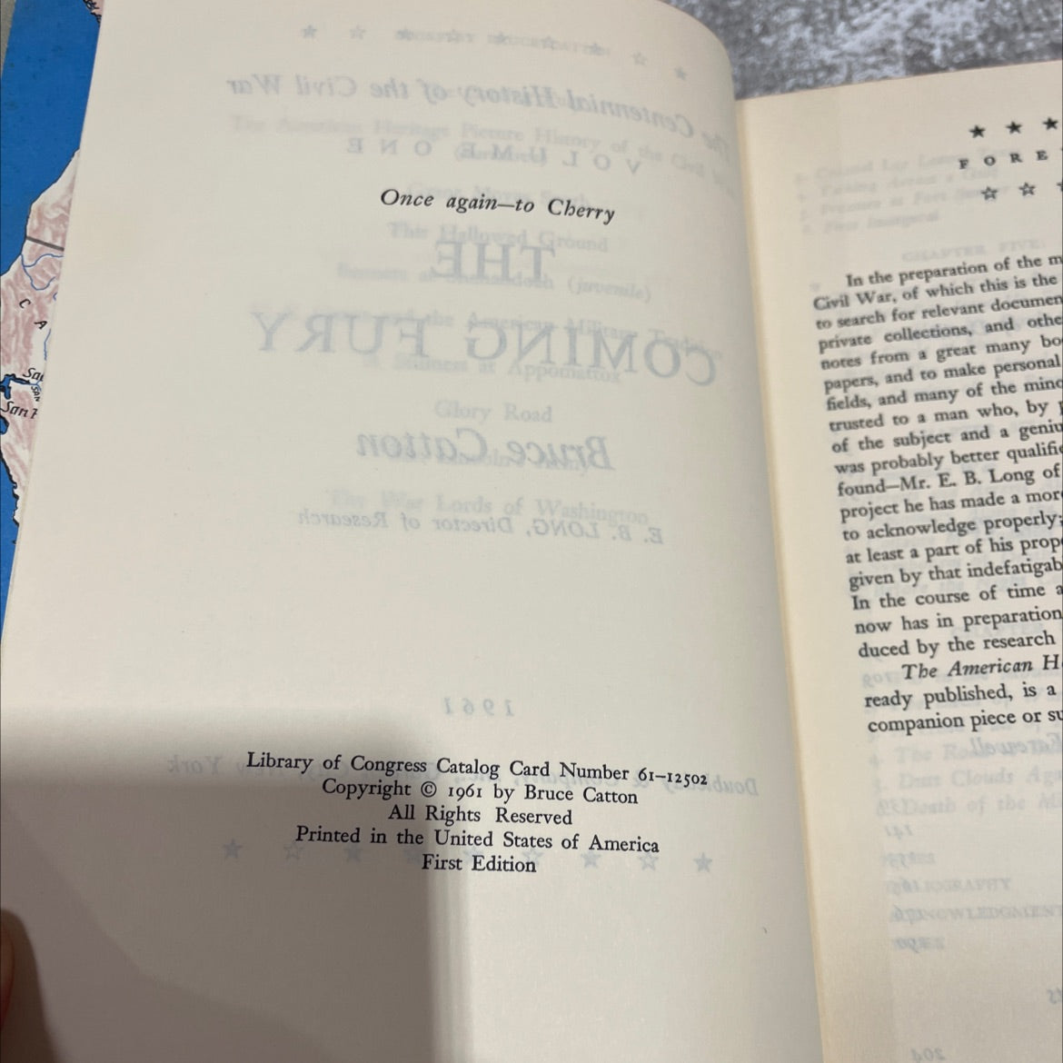 civil war the centennial history of the civil war volume one the coming fury book, by Bruce Catton, 1961 Hardcover image 3