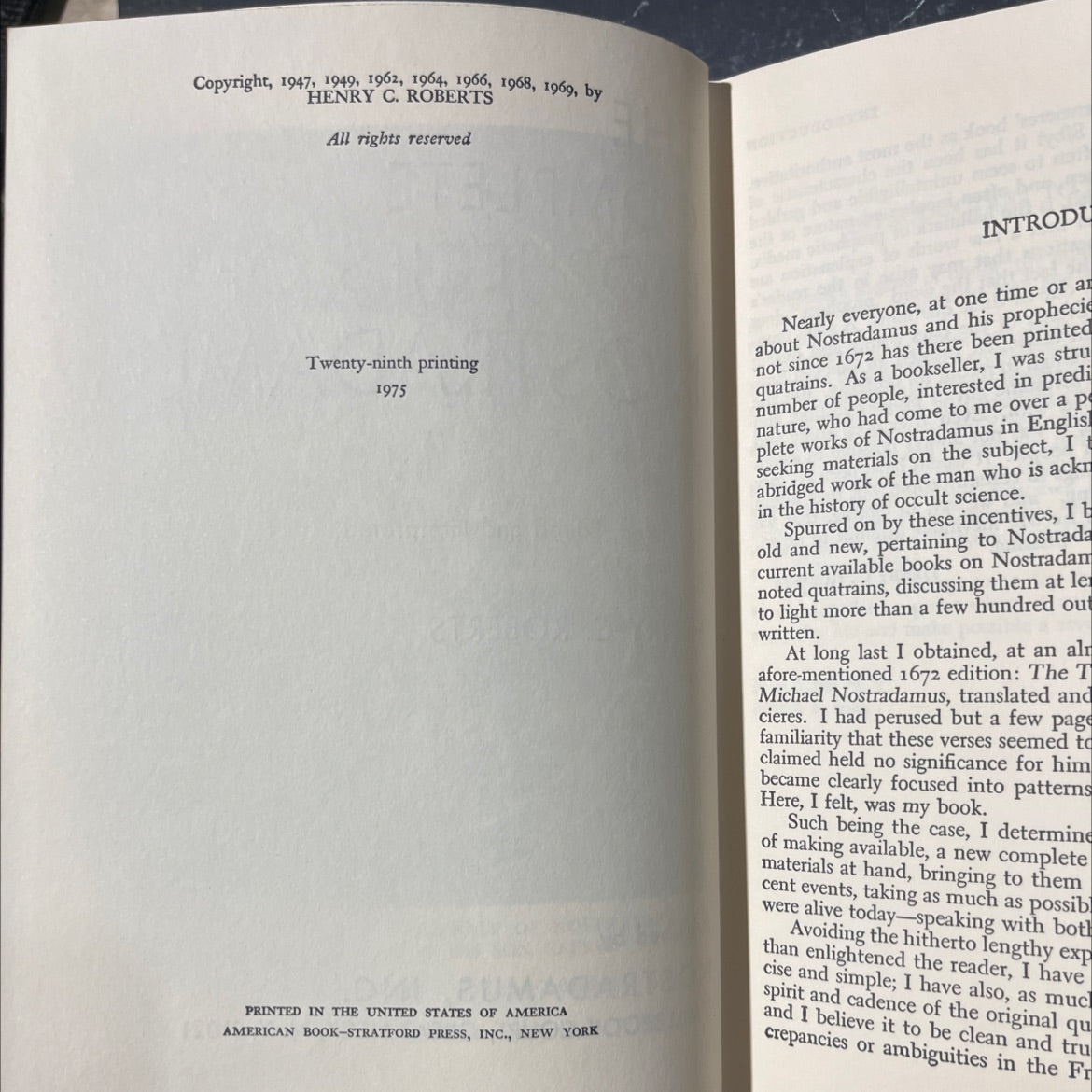 clarissimu the complete prophecies of nostradamus book, by henry c. roberts, 1975 Hardcover image 3