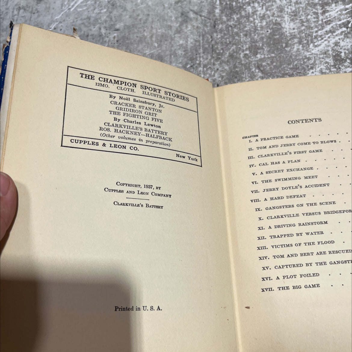 clarkville's battery or \"baseball versus gangsters\" book, by charles lawton, 1937 Hardcover image 3