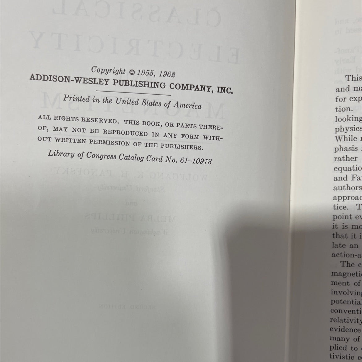 classical electricity and magnetism book, by wolfgang k. h. panofsky, melba phillips, 1962 Hardcover image 3