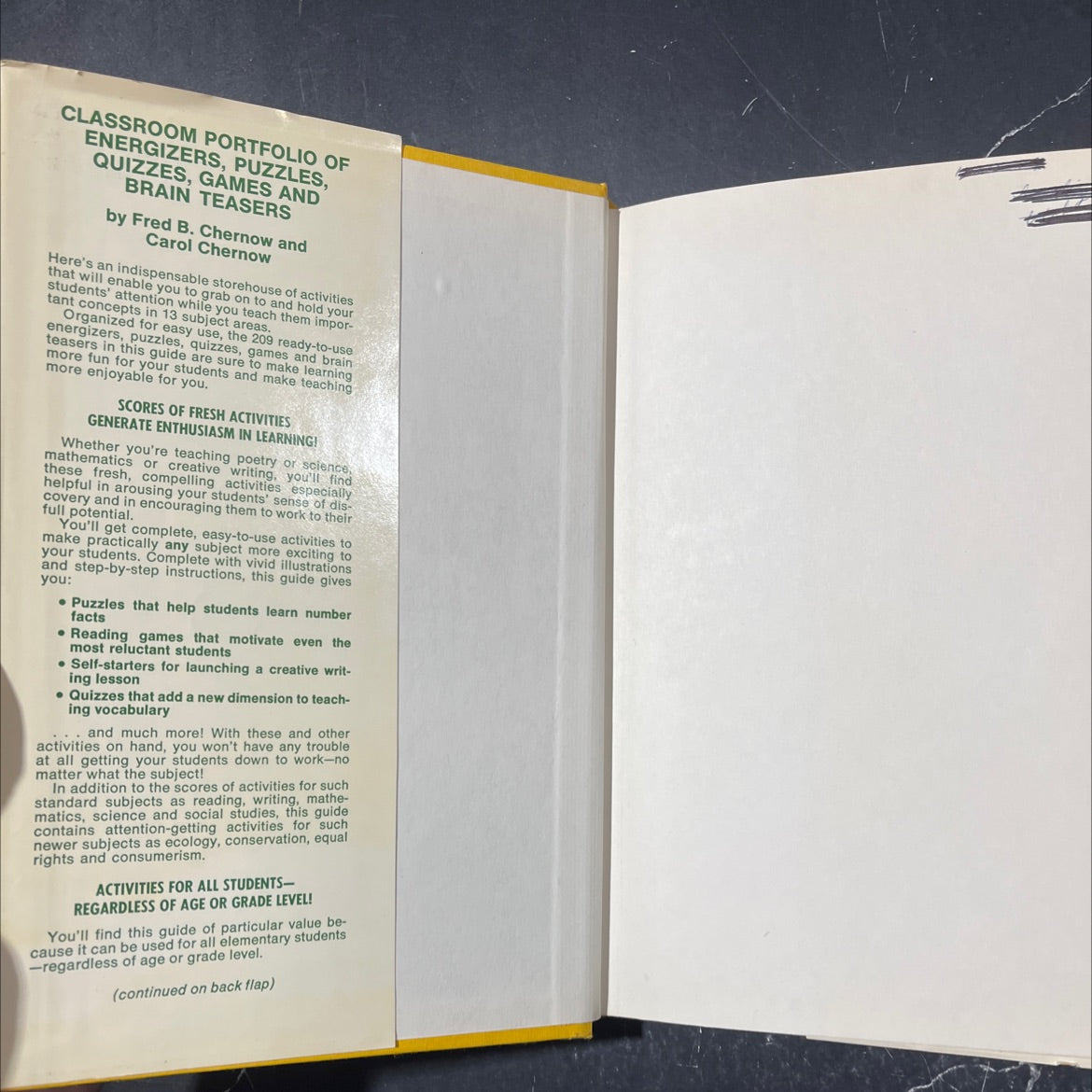 classroom portfolio of energizers, puzzles, quizzes, games and brain teasers book, by Fred B. Chernow and Carol image 4