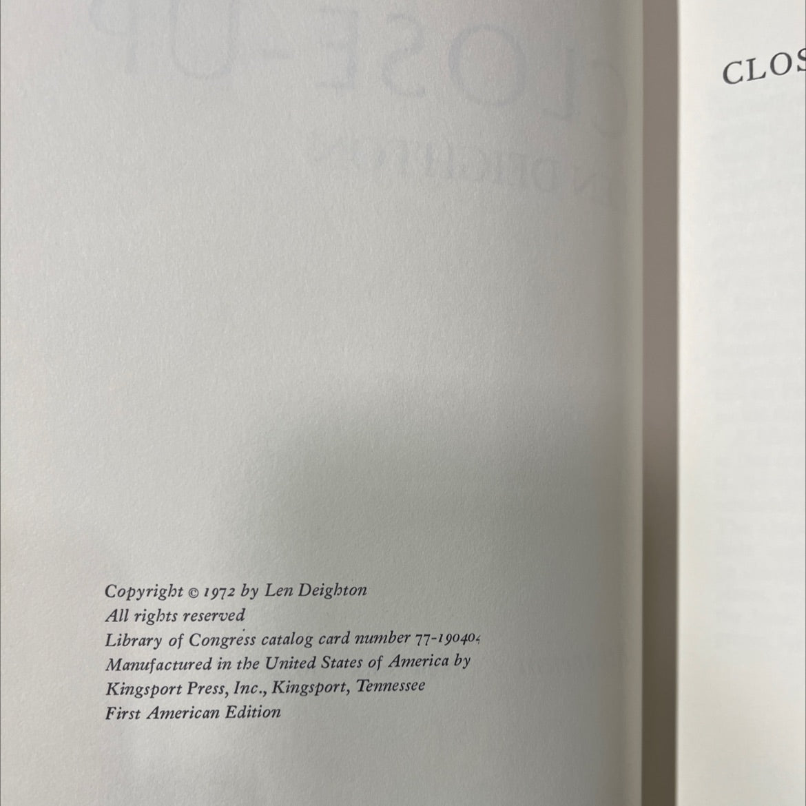 close-up book, by len deighton, 1972 Hardcover image 3