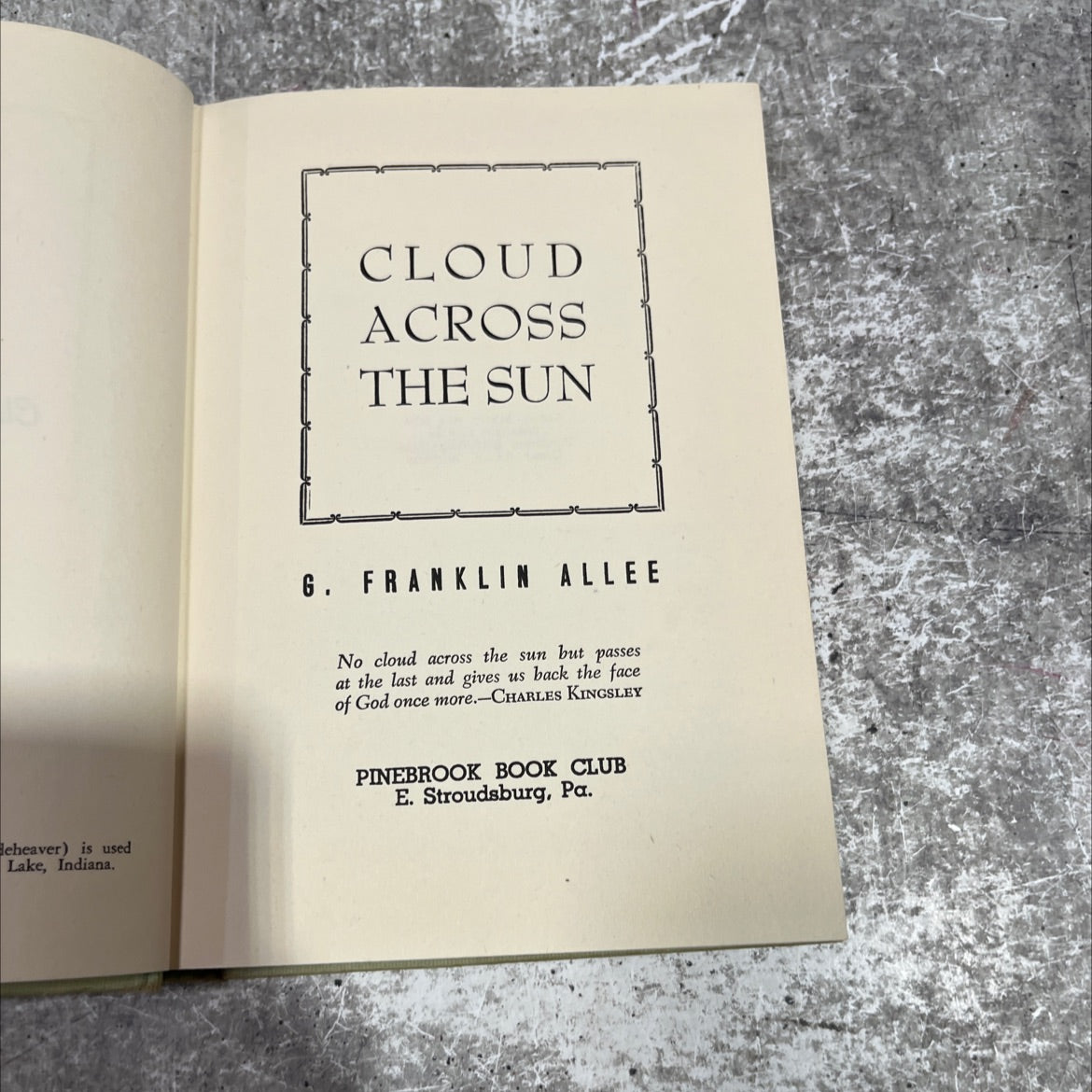 cloud across the sun book, by g. franklin allee, 1948 Hardcover image 2
