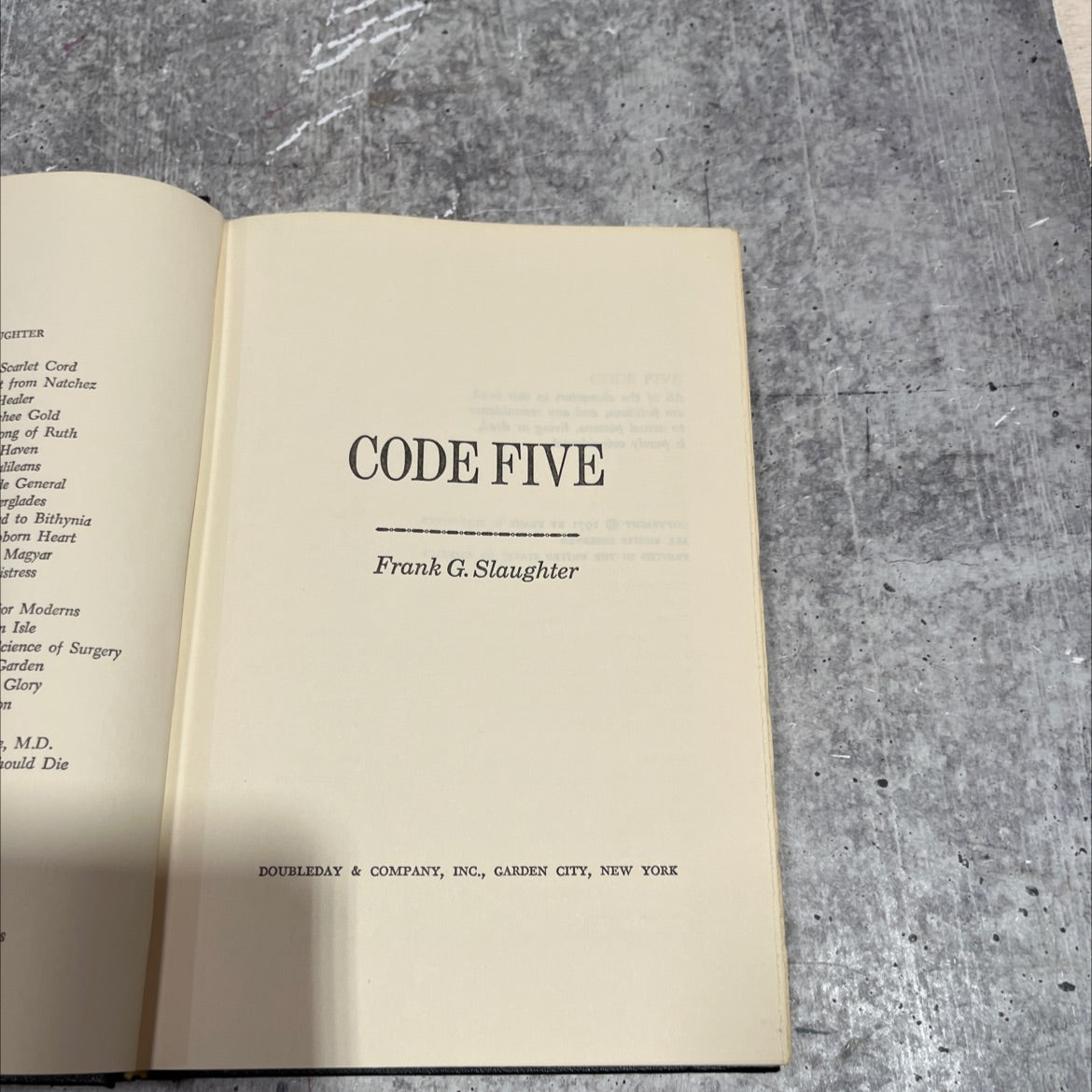 code five book, by frank g. slaughter m.d., 1971 Hardcover image 2