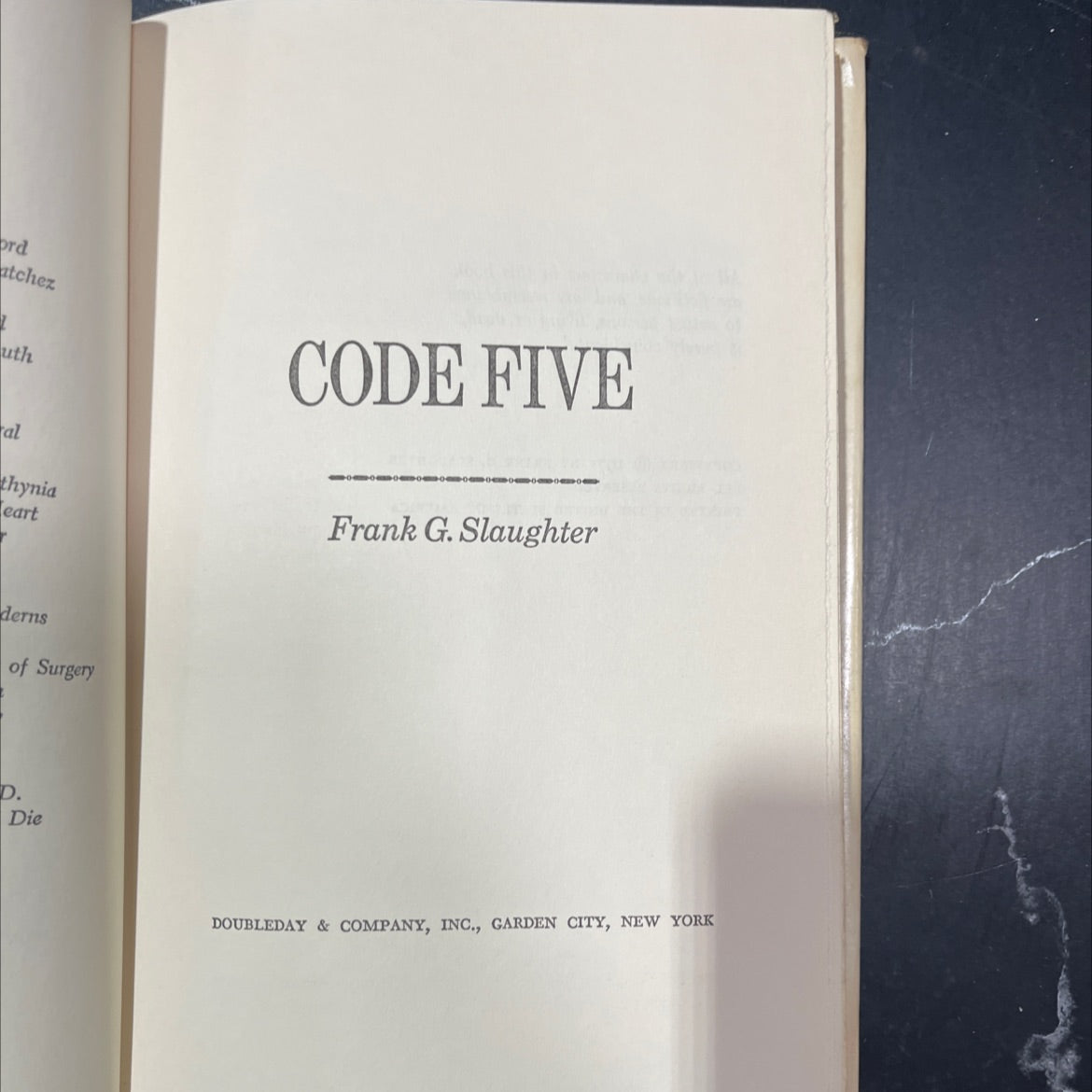 code five book, by frank g. slaughter, 1971 Hardcover image 2