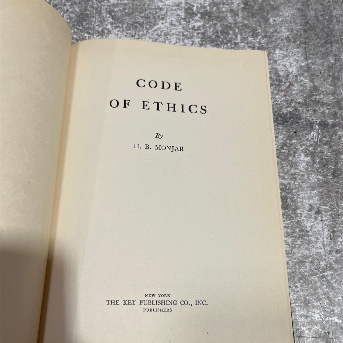 code of ethics book, by h. b. monjar, 1938 Hardcover image 2