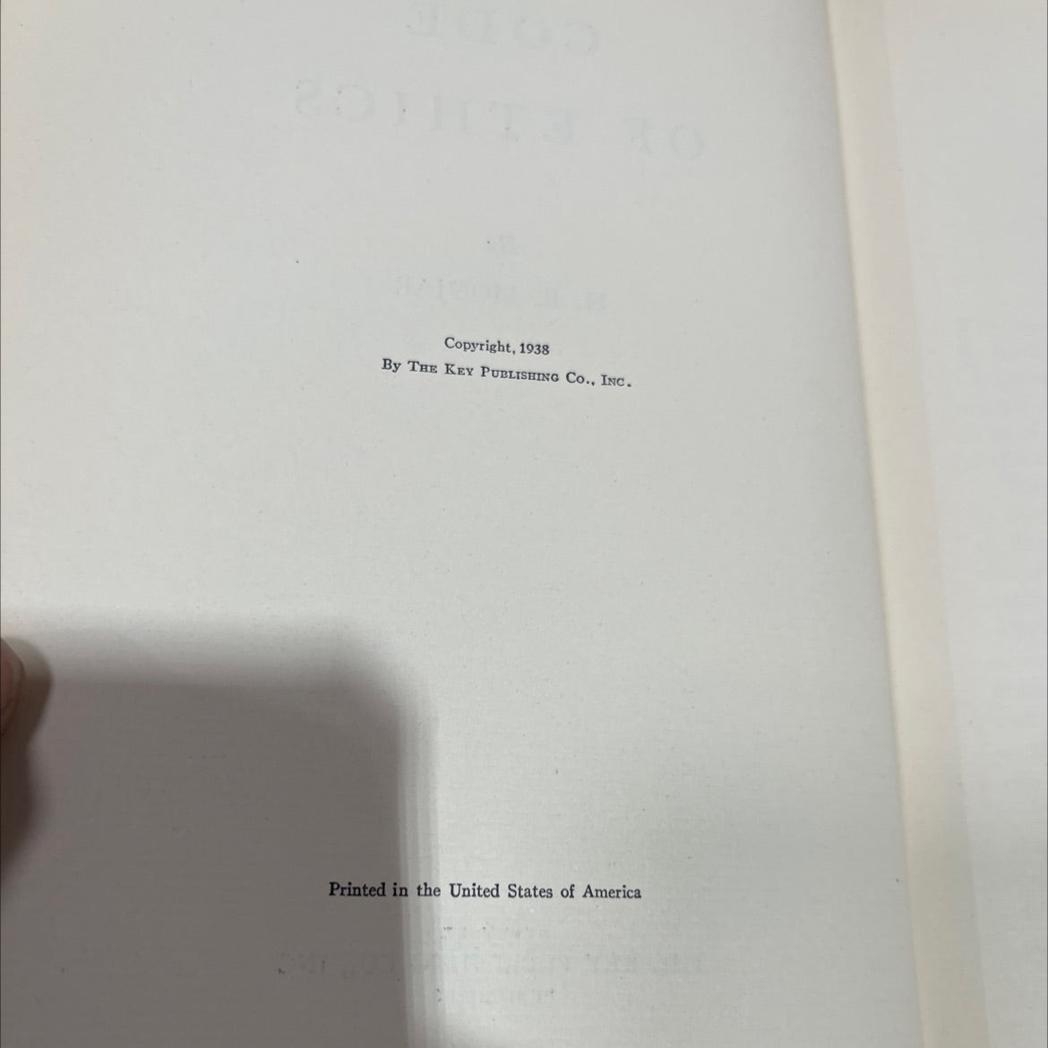 code of ethics book, by h. b. monjar, 1938 Hardcover image 3