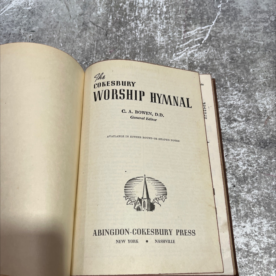 cokesbury worship hymnal book, by c. a. bowen, d.d., unknown Hardcover image 2