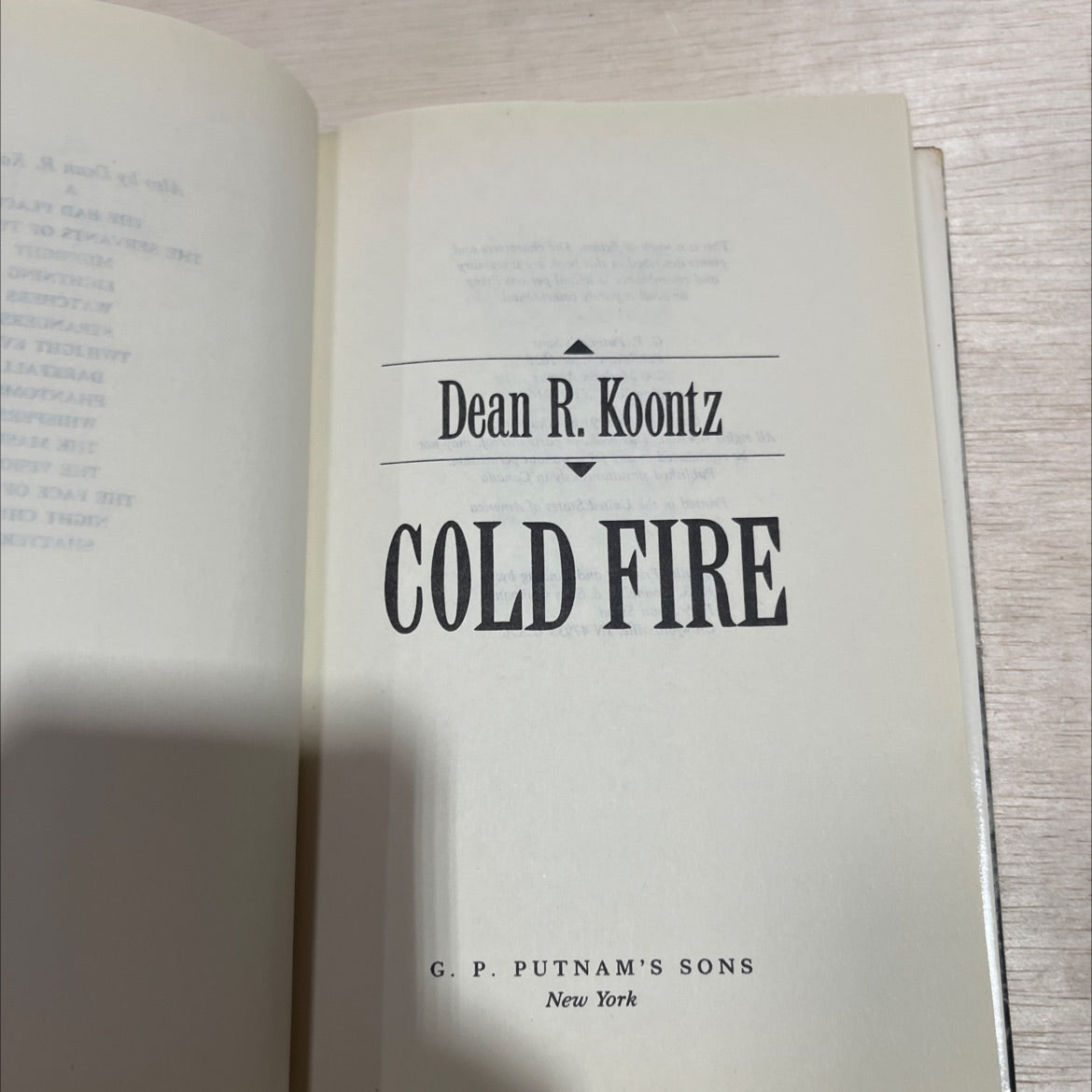 cold fire book, by dean r. koontz, 1991 Hardcover image 2