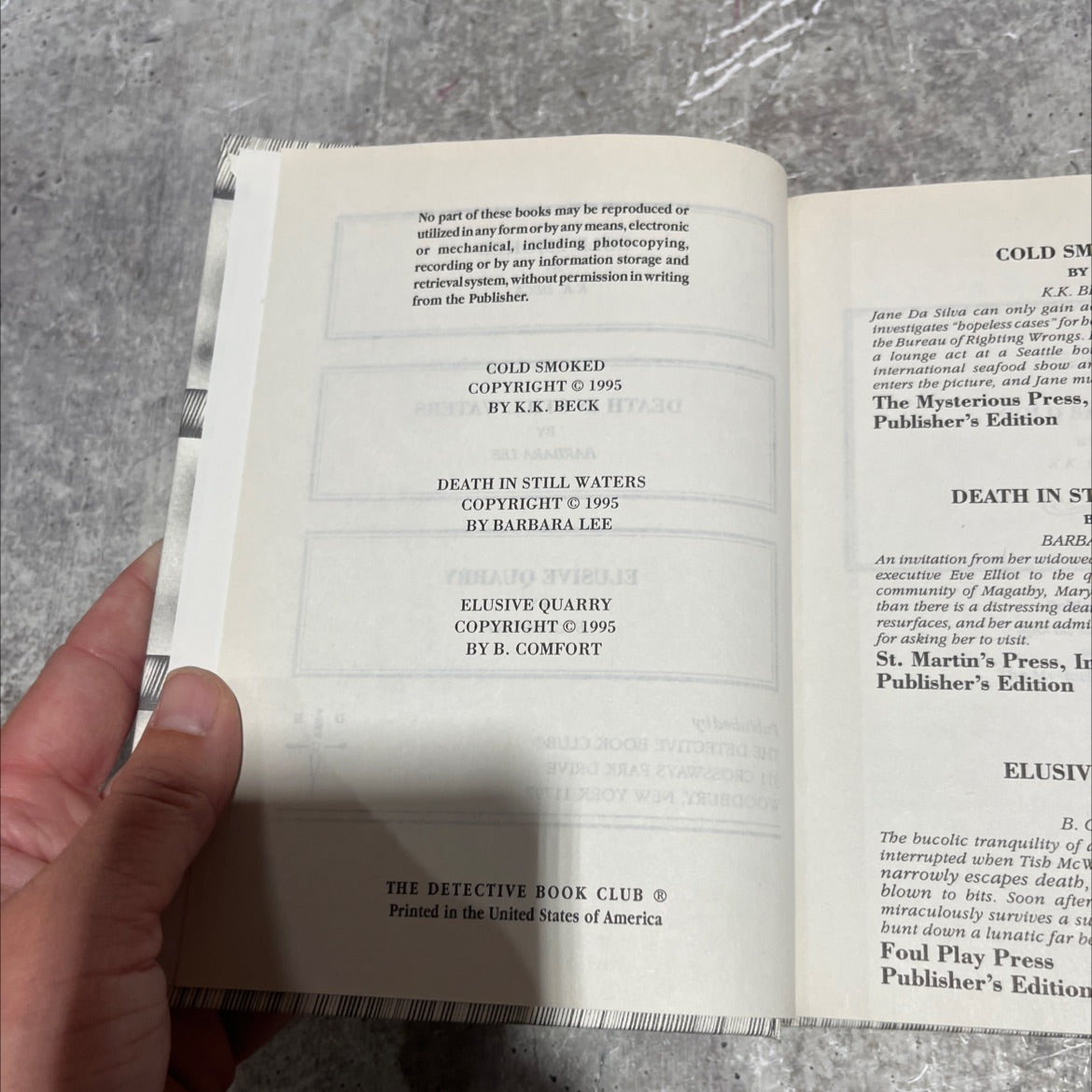 cold smoked book, by k.k. beck, 1995 Hardcover image 3