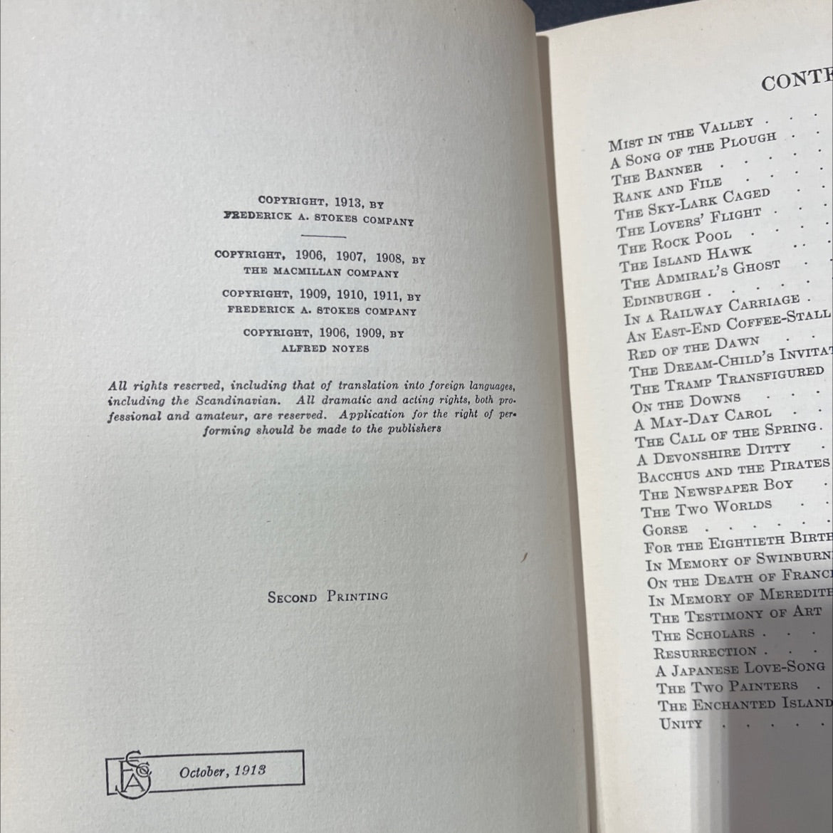 collected poems by alfred noyes volume two book, by alfred noyes, 1913 Hardcover image 3