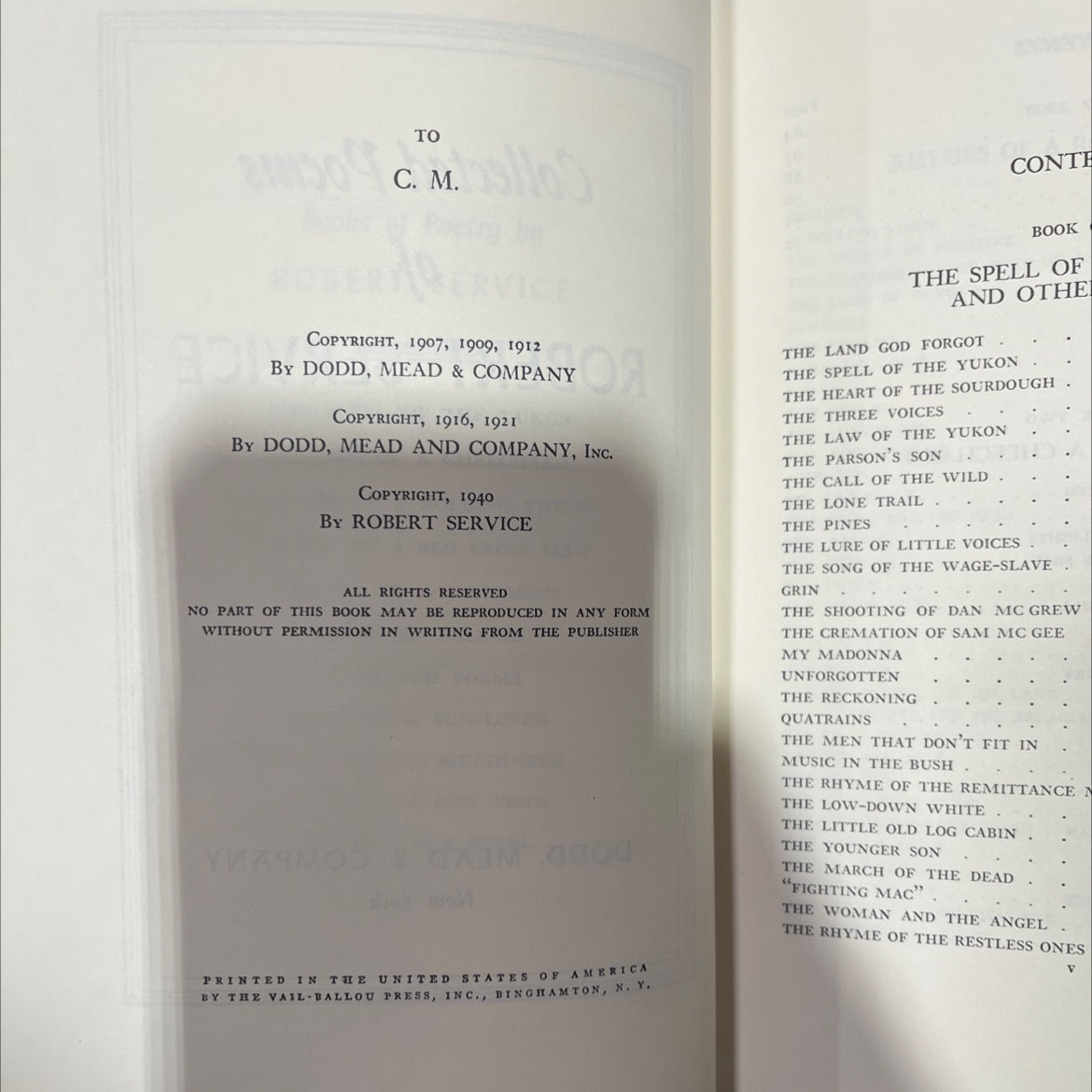 collected poems book, by robert service, 1940 Hardcover image 3