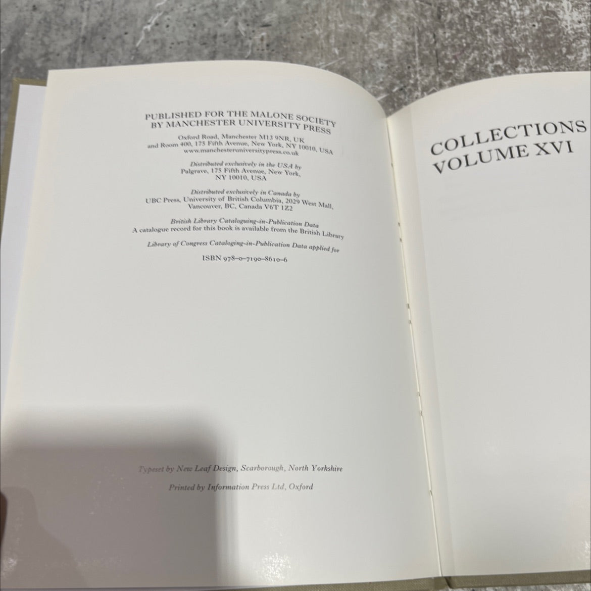 collections volume xvi book, by unknown, 2011 Hardcover image 3
