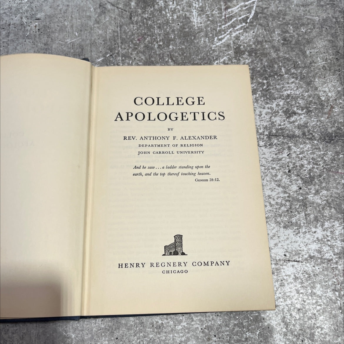 college apologetics book, by rev. anthony f. alexander, 1954 Hardcover image 2