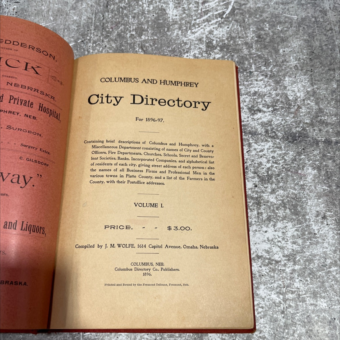 columbus and humphrey city directory for 1896-97 book, by j. m. wolfe, 1896 Hardcover image 2