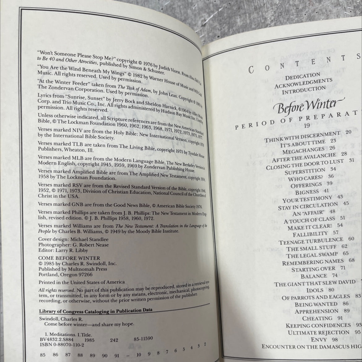 come before winter and share my hope book, by charles r. swindoll, 1985 Hardcover image 3