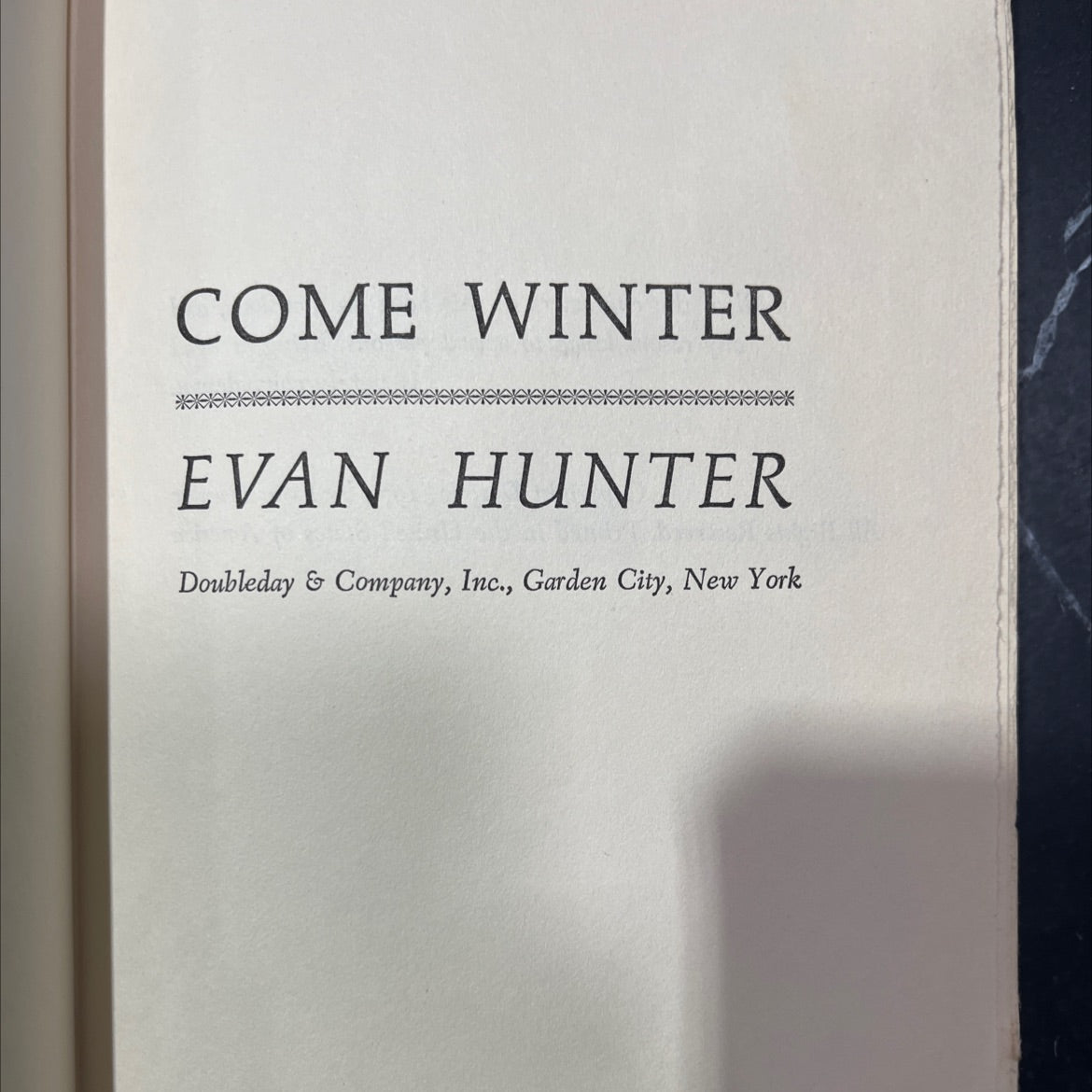 come winter book, by evan hunter, 1973 Hardcover image 2