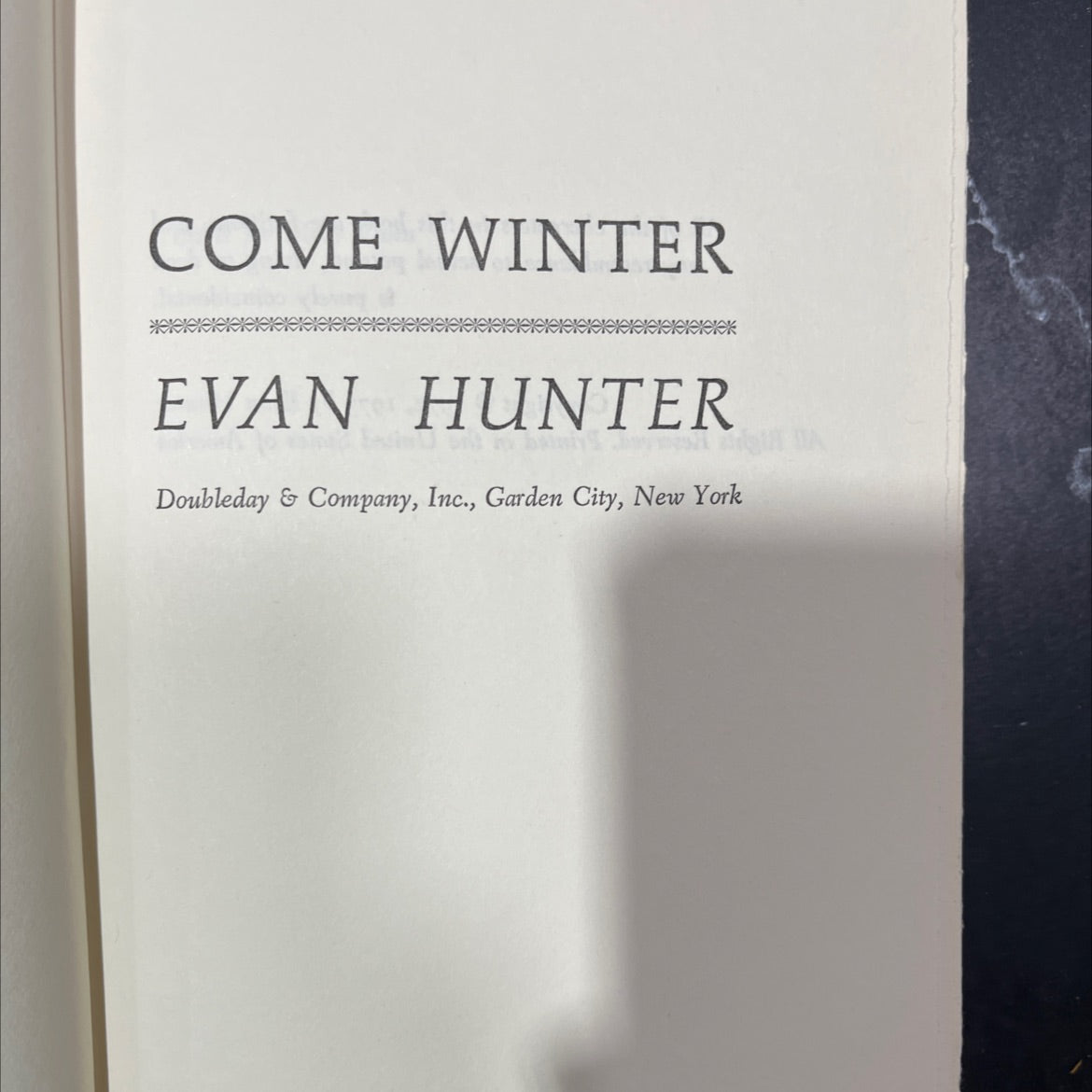 come winter book, by evan hunter, 1973 Hardcover image 2