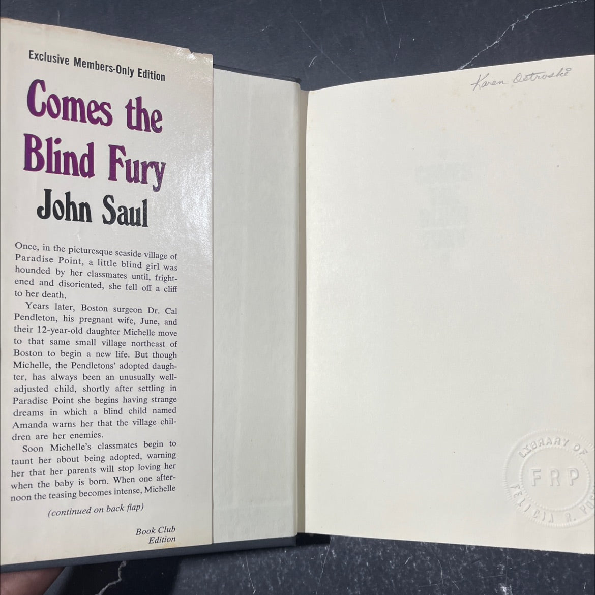 comes the blind fury book, by john saul, 1980 Hardcover image 4