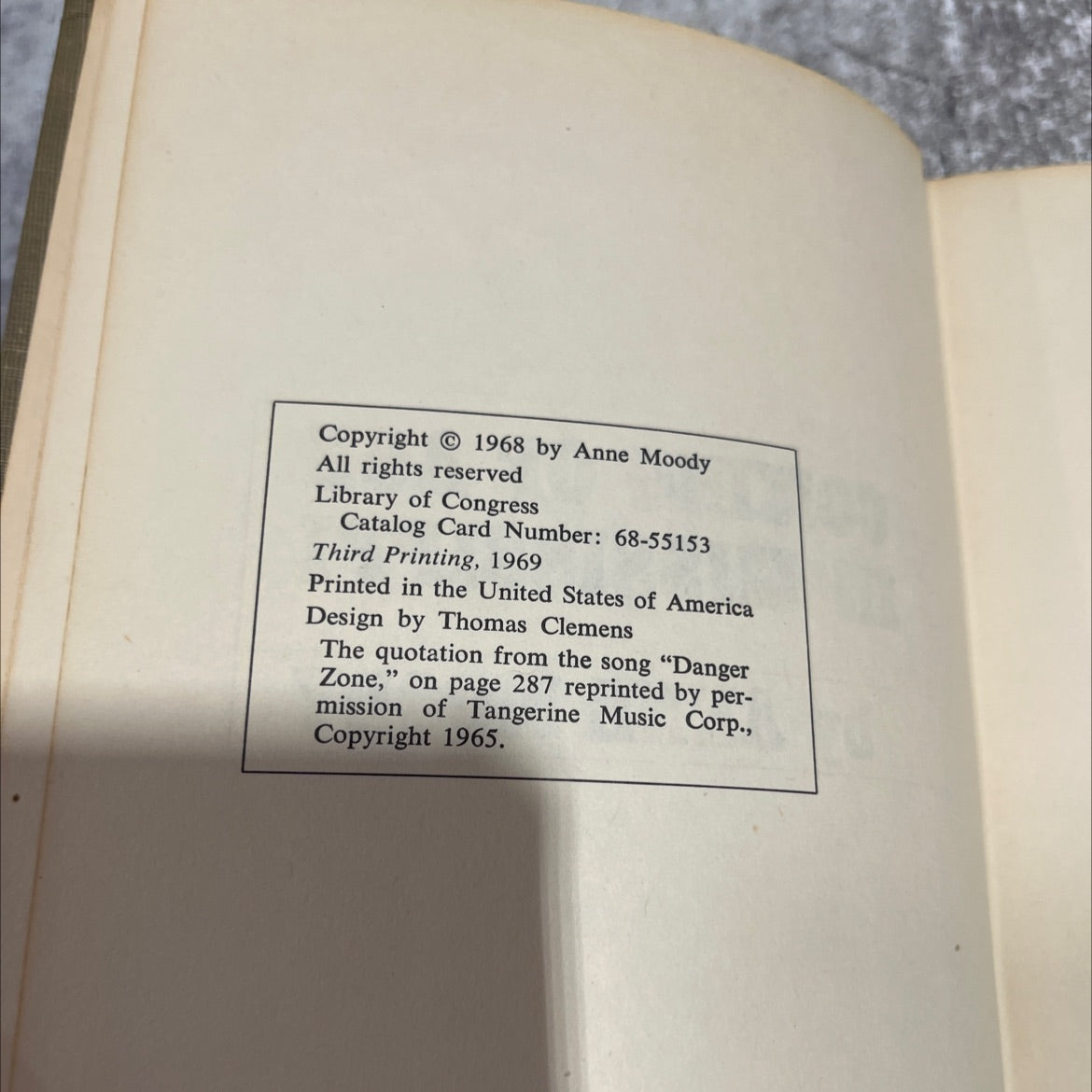 coming of age in mississippi book, by anne moody, 1968 Hardcover image 3
