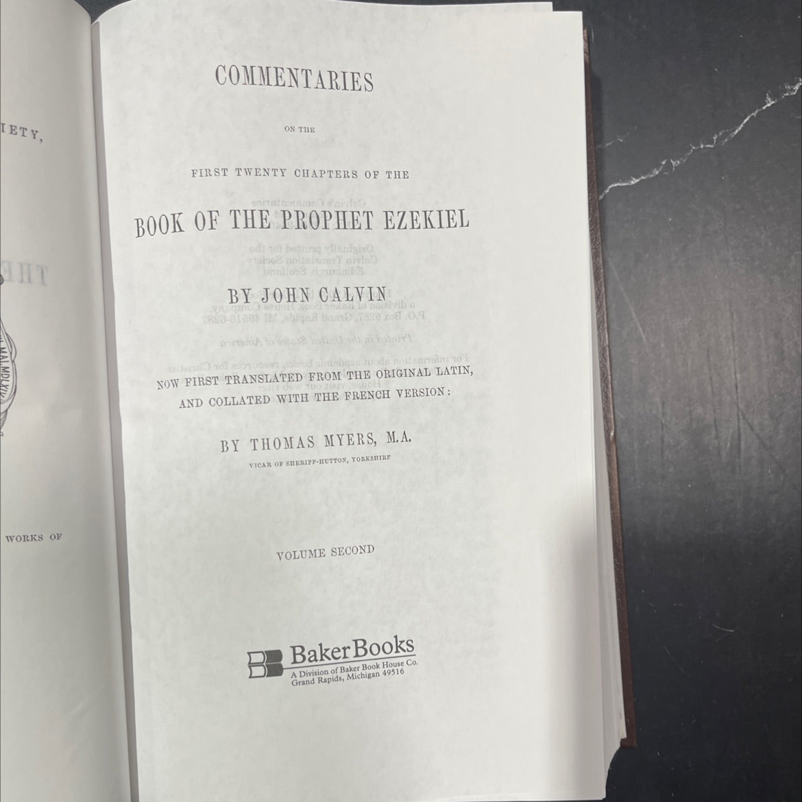 commentaries on the first twenty chapters of the book of the prophet ezekiel book, by john calvin, 2003 Hardcover image 2