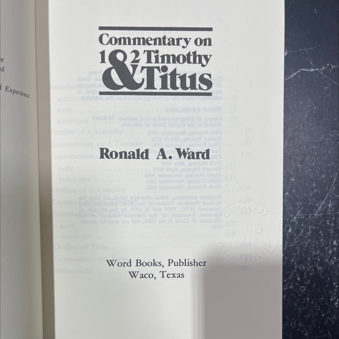 commentary on 1 and 2 timothy and titus book, by ronald a. ward, 1982 Hardcover image 2