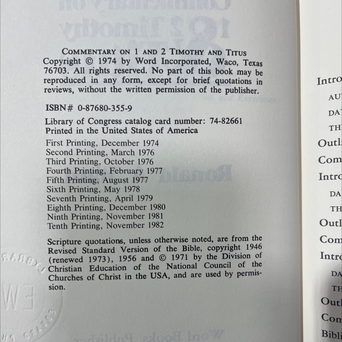 commentary on 1 and 2 timothy and titus book, by ronald a. ward, 1982 Hardcover image 3