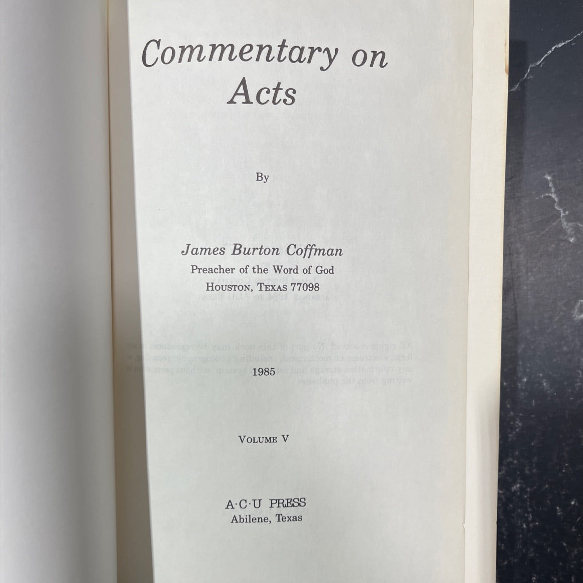 commentary on acts book, by james burton coffman, 1985 Hardcover image 2