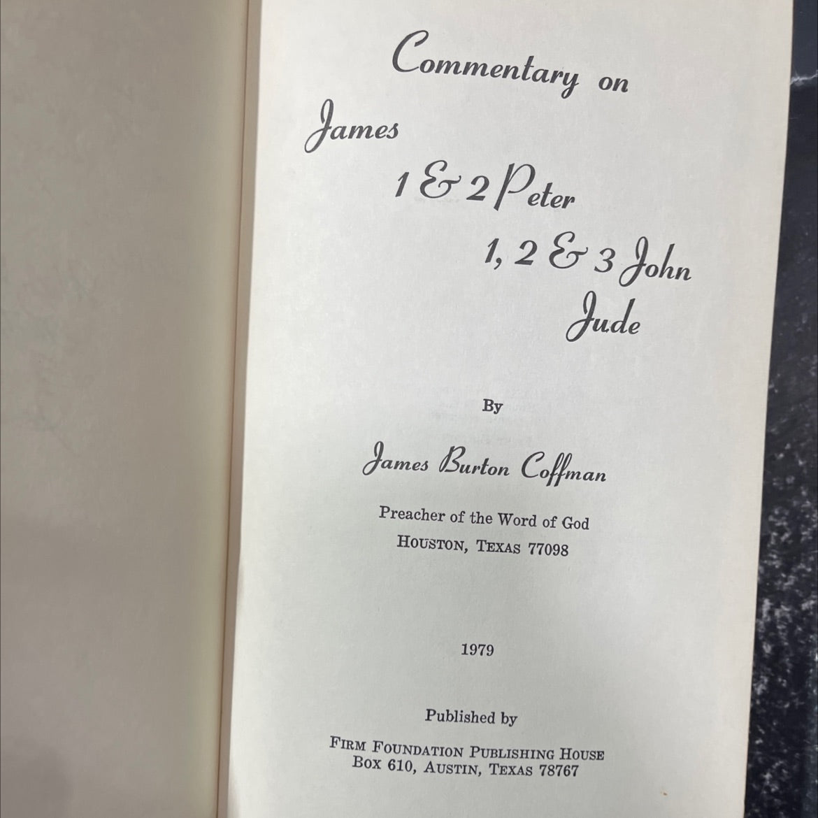 commentary on james 1&2 peter 1, 2 & 3 john jude book, by james burton coffman, 1979 Hardcover image 2
