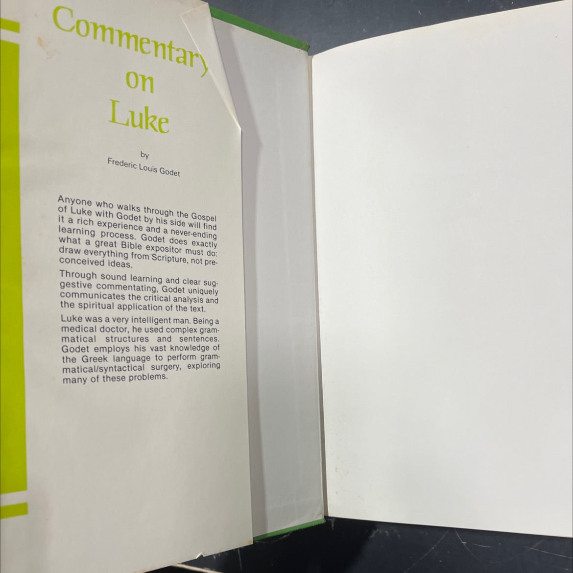 commentary on luke book, by frederic louis godet, 1981 Hardcover image 4