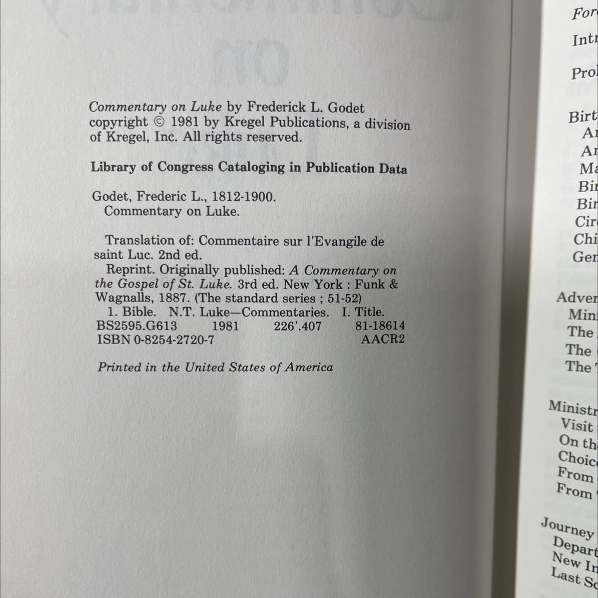 commentary on luke book, by frederic louis godet, 1981 Hardcover image 3