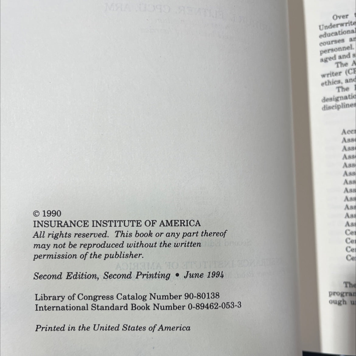 commercial insurance book, by bernard l. webb, stephen horn ii, arthur l. flitner, 1990 Hardcover image 3