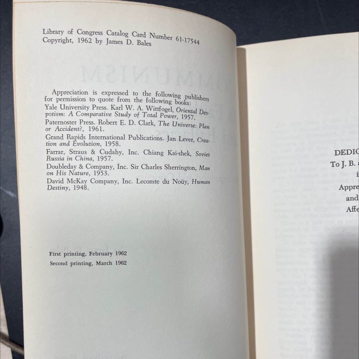 communism its faith and fallacies an exposition and criticism book, by James D. Bales, 1962 Hardcover image 3