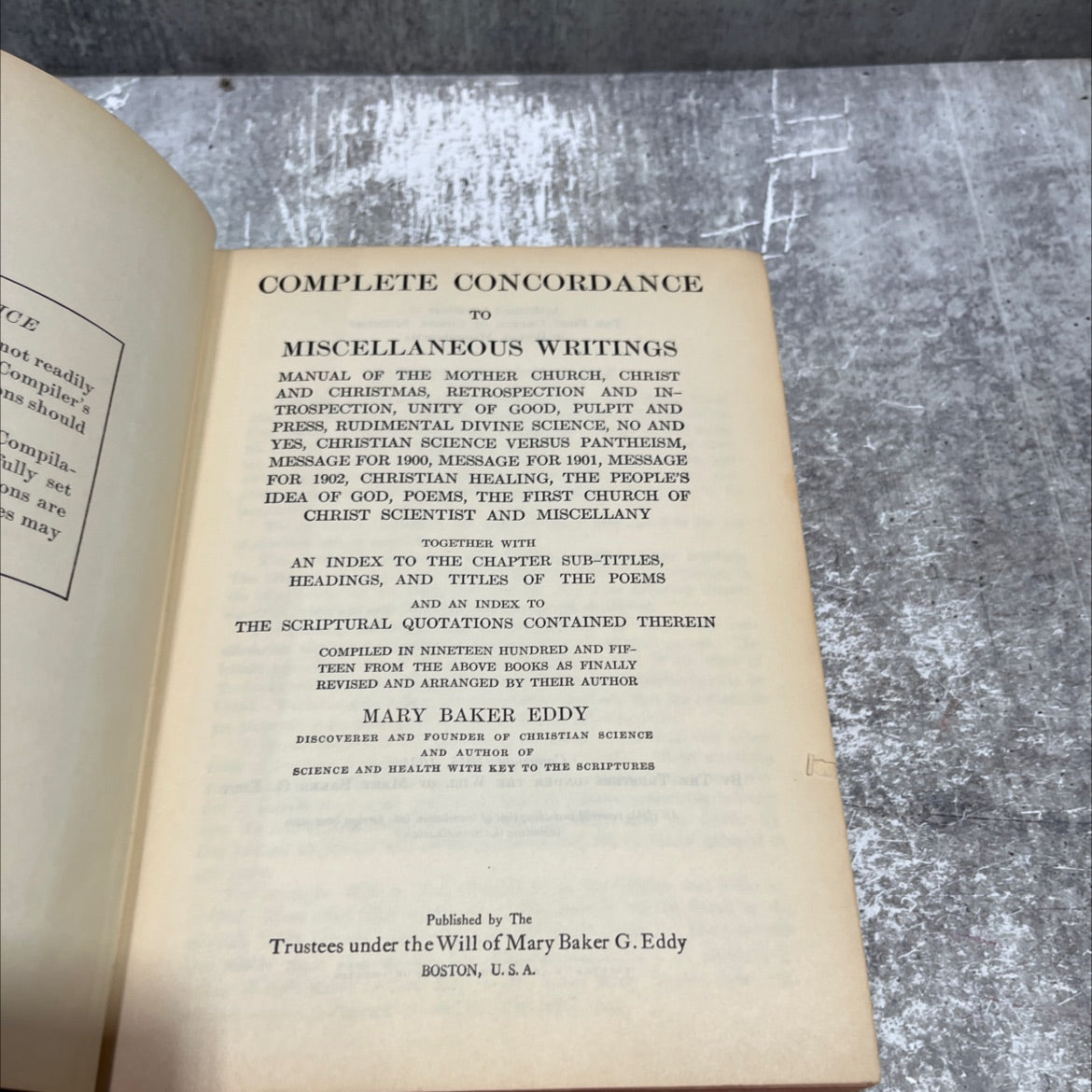 complete concordance to miscellaneous writings book, by mary baker eddy, 1934 Hardcover image 2