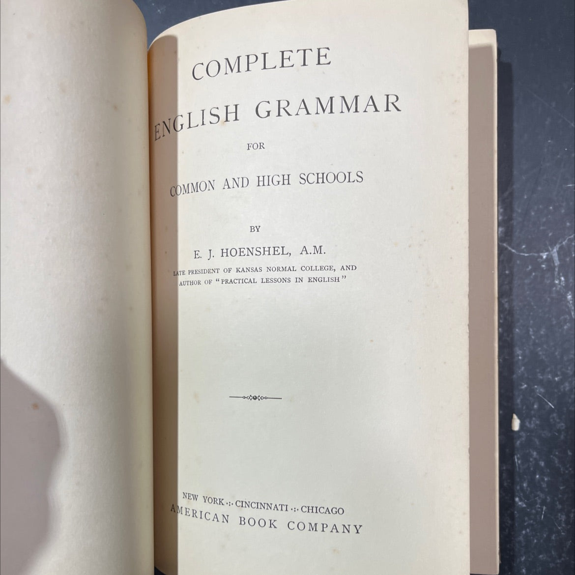 complete english grammar for common and high schools book, by e. j. hoenshel, 1923 Hardcover image 2