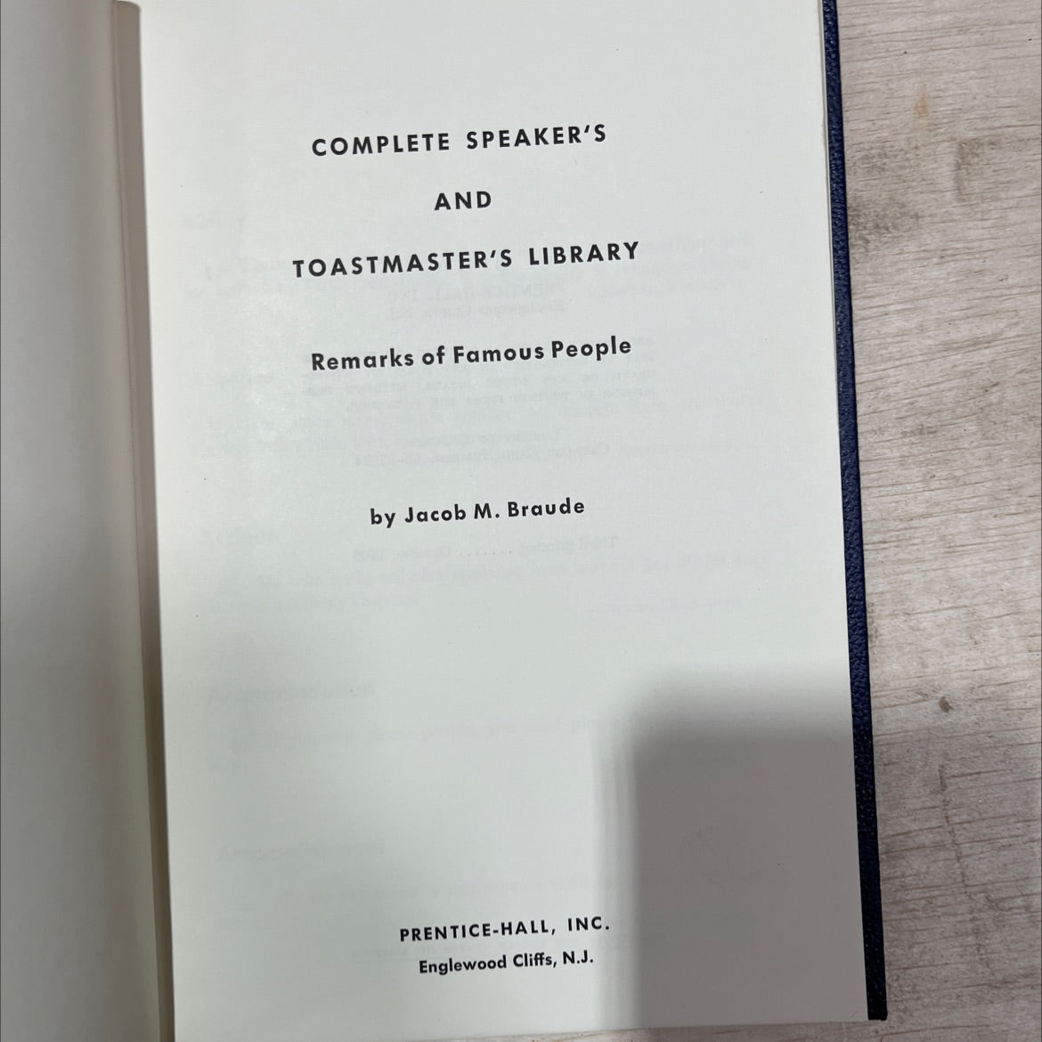 complete speaker's and toastmaster's library remarks of famous people book, by Jacob M. Braude, 1965 Hardcover, Vintage image 2