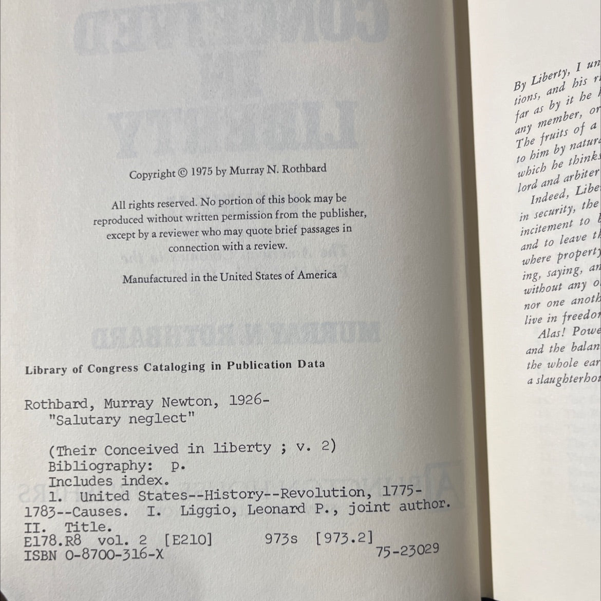 conceived in liberty volume ii \"salutary neglect\": the american colonies in the first half of the 18th century book, image 3
