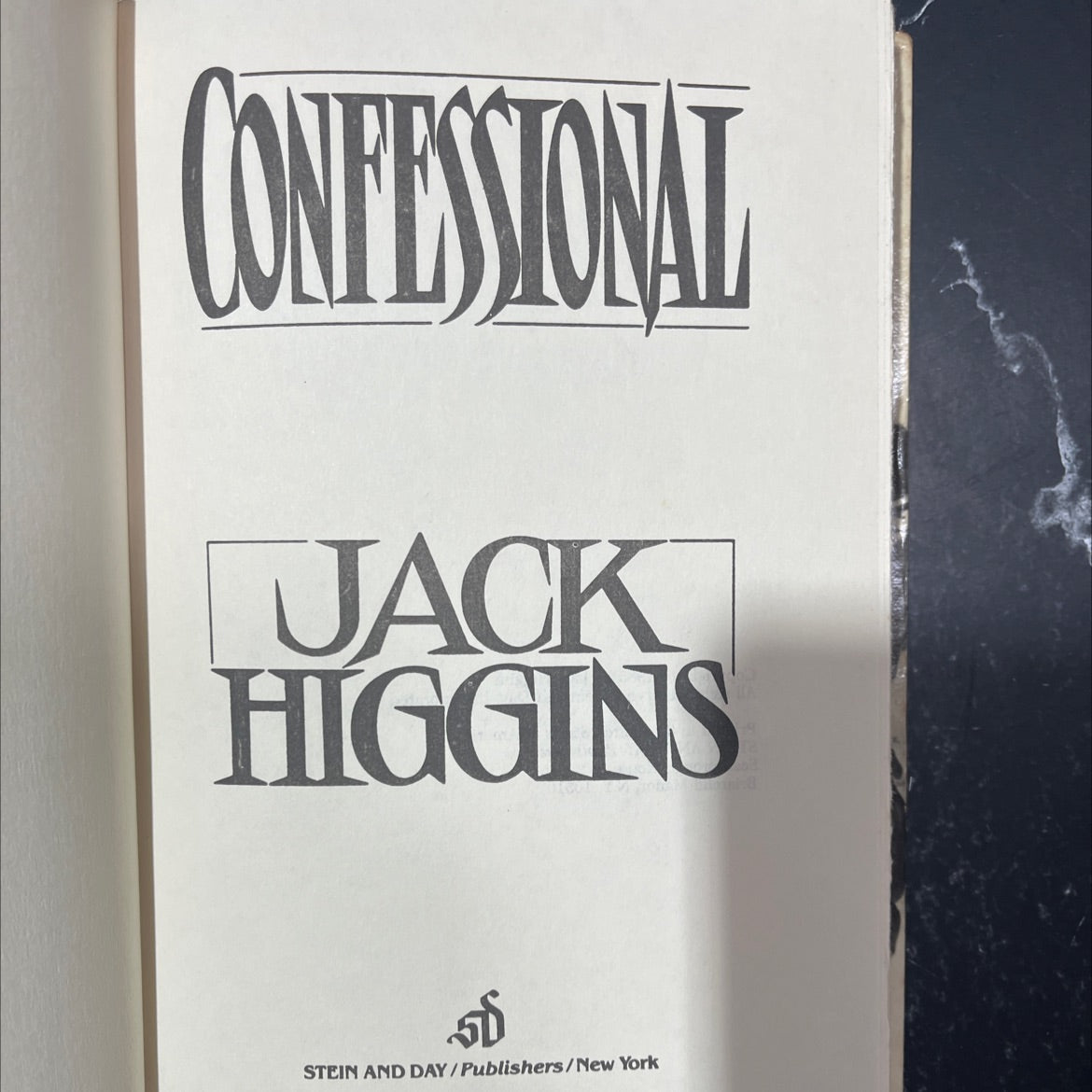 confessional book, by Jack Higgins, 1985 Hardcover image 2