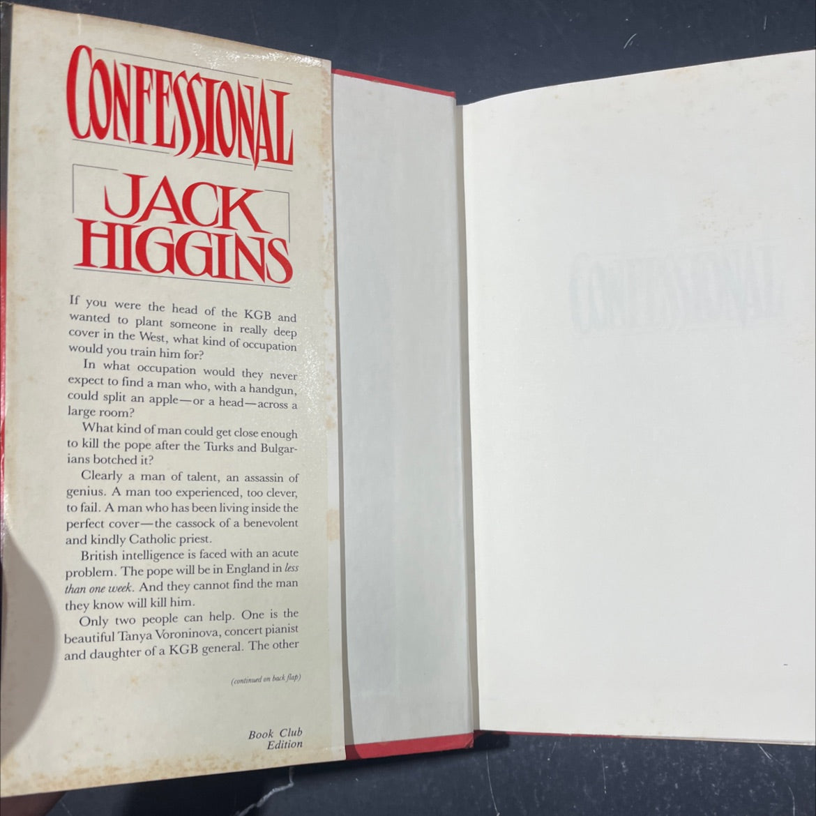 confessional book, by Jack Higgins, 1985 Hardcover image 4
