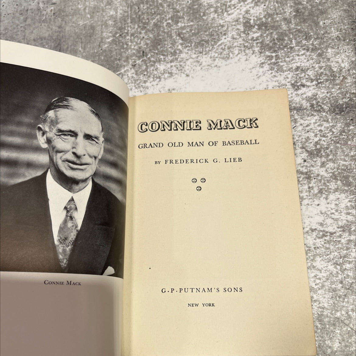 connie mack grand old man of baseball book, by frederick g. lieb, 1945 Hardcover image 2