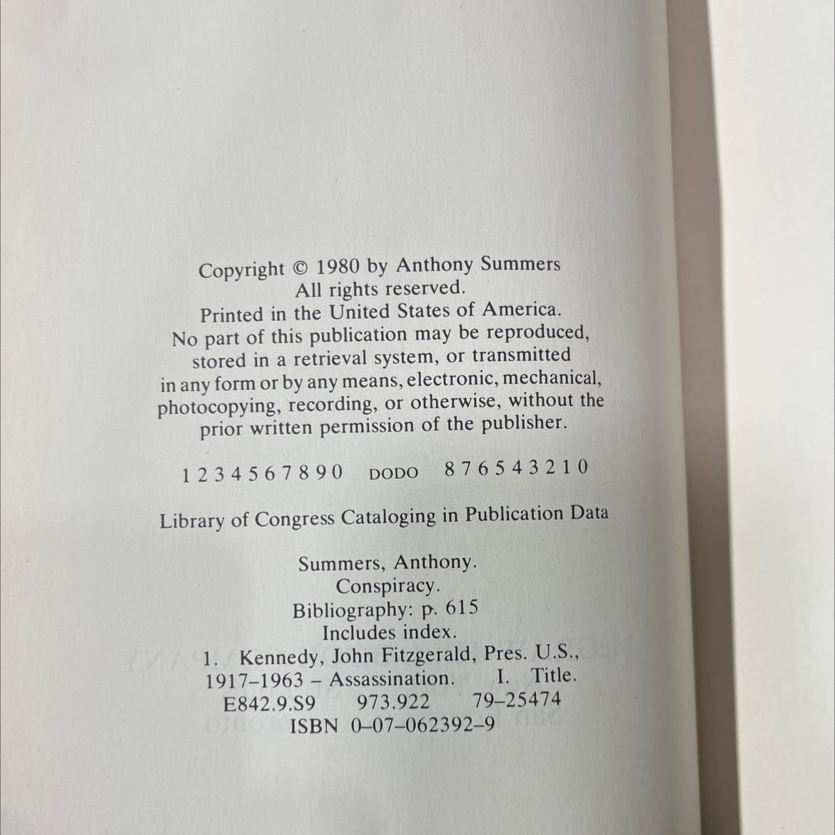 conspiracy book, by anthony summers, 1980 Hardcover image 3