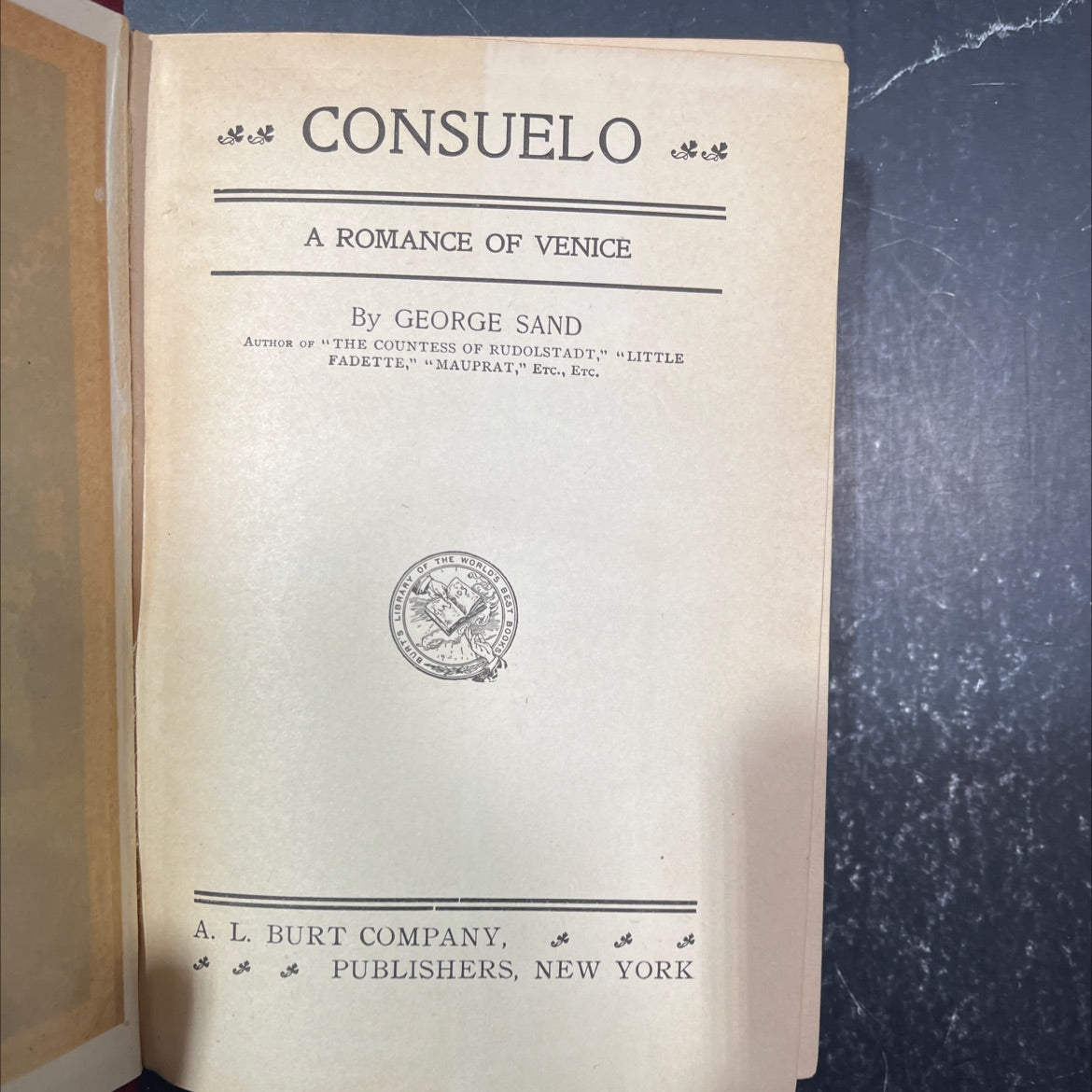 consuelo a romance of venice book, by george sand, unknown Hardcover image 2