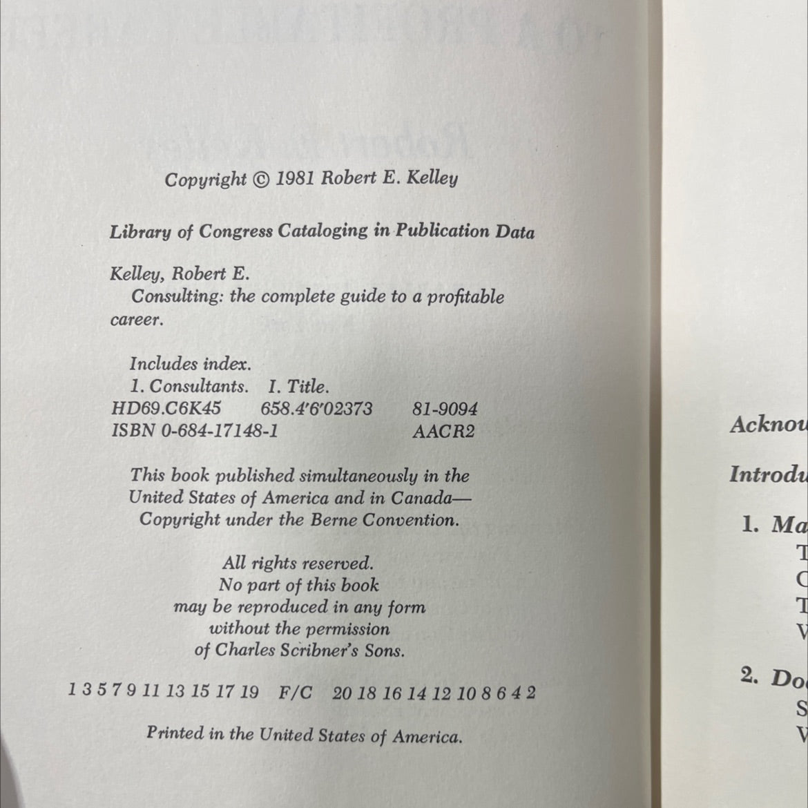 consulting the complete guide to a profitable career book, by Robert E. Kelley, 1981 Hardcover image 3