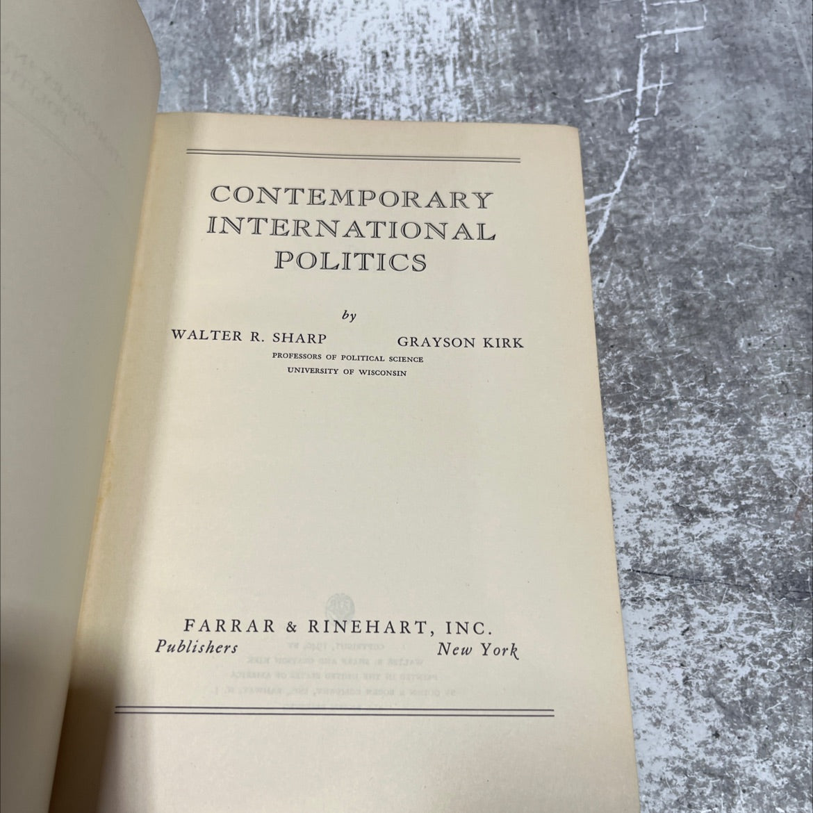 contemporary international politics book, by walter r. sharp, grayson kirk, 1940 Hardcover image 2