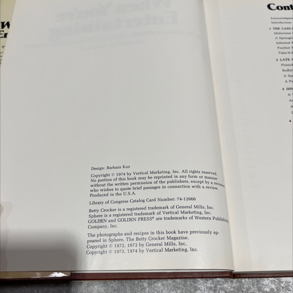 content when you're entertaining book, by editors of sphere/the betty crocker magazine, 1974 Hardcover image 3