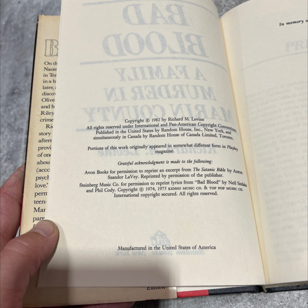 cooja bad blood a family murder in marin county book, by richard m. levine, 1975 Hardcover image 3