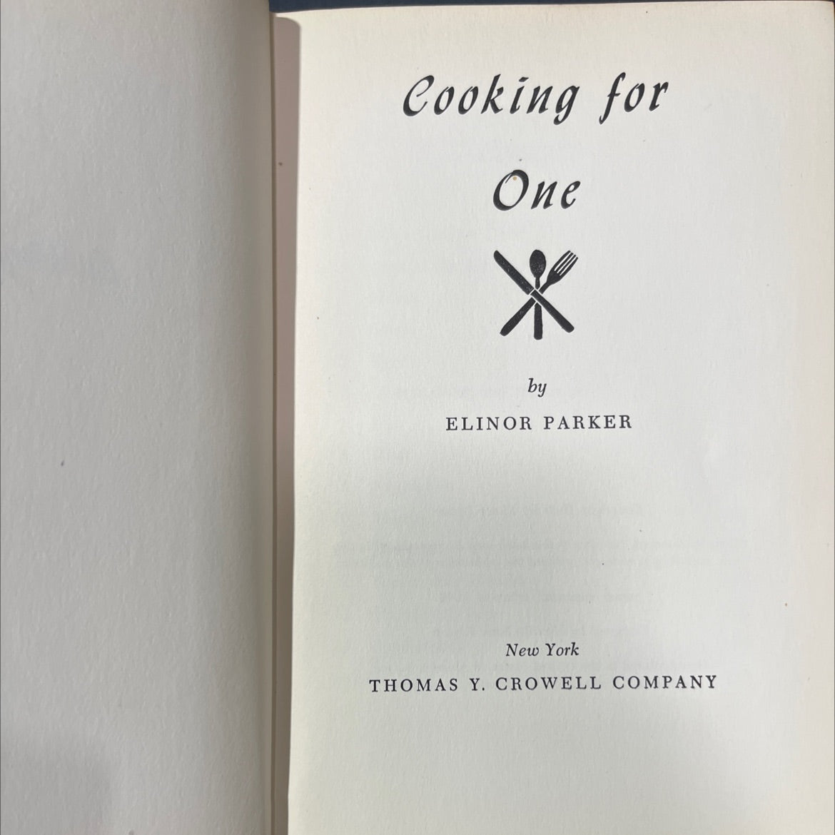 cooking for one book, by elinor parker, 1949 Hardcover image 2