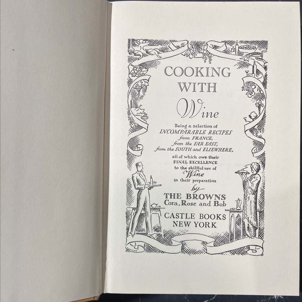 cooking with wine book, by Cora Brown, Rose Brown, Bob Brown, 1960 Hardcover image 2