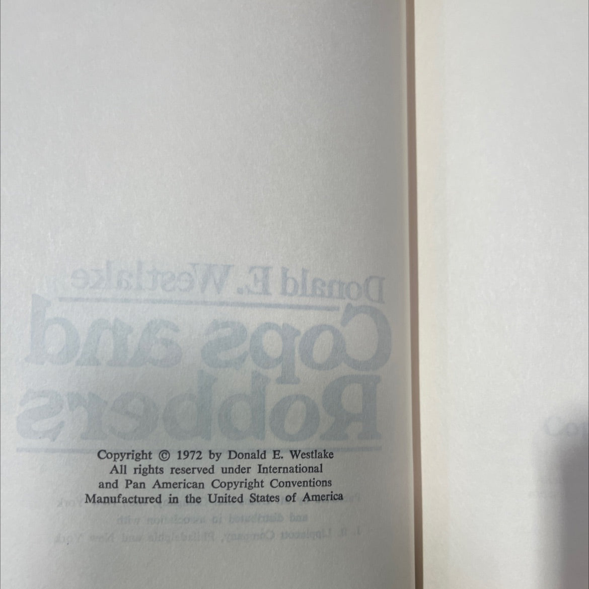 cops and robbers book, by Donald E. Westlake, 1972 Hardcover image 3